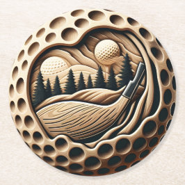 Moderne golfkunst met Natuur-elementen Ronde Kartonnen Onderzetter