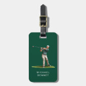 Moderne Golfsporter Groen Bagagelabel (Voorkant verticaal)