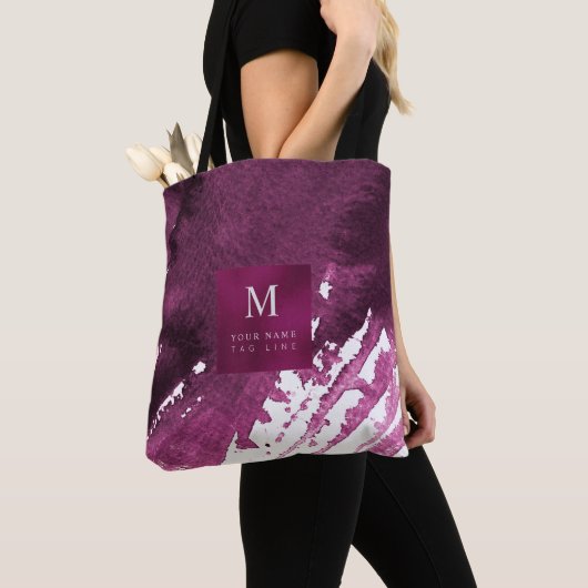 Moderne golven, Bourgogne Waterverf gebrand Tote Bag (Dichtbij)