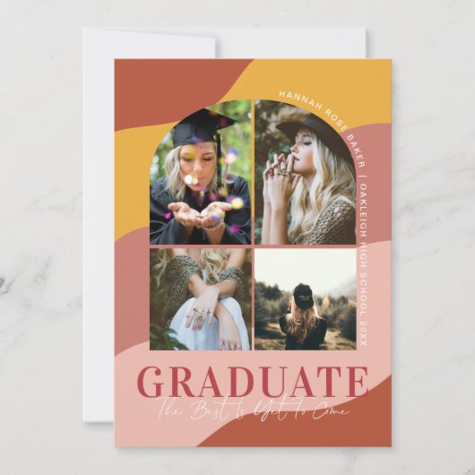 Moderne golven | Eenvoudig Afstuderen 4 Foto Aankondiging (Voorkant)