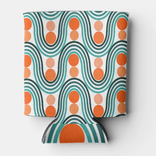 Moderne golven en cirkels van de middelbare eeuw blikjeskoeler (Voorkant)