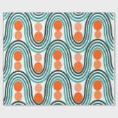 Moderne golven en cirkels van de middelbare eeuw cadeaupapier (Vlak)