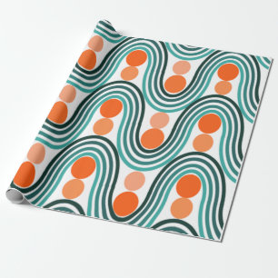 Moderne golven en cirkels van de middelbare eeuw cadeaupapier