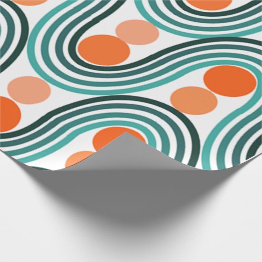 Moderne golven en cirkels van de middelbare eeuw cadeaupapier (Hoek)