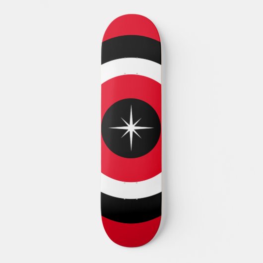 Moderne golven in zwart, rood en wit persoonlijk skateboard (Voorkant)