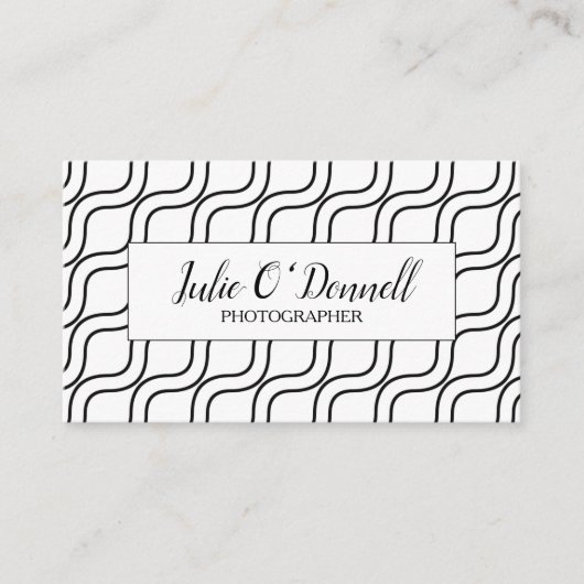 Moderne golven zwart-wit Visitekaartje (Voorkant)