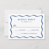 Moderne golvende blauw Lijst bruiloft RSVP Kaartje (Voorkant)