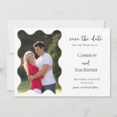 Moderne golvende foto bruiloft Save the Date uitno (Voorkant)