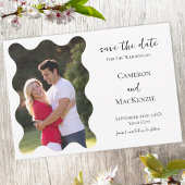 Moderne golvende foto bruiloft Save the Date uitno