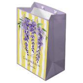 Moderne golvende gele strepen Paarse botanische Ch Medium Cadeauzakje (Achterkant Gekanteld)