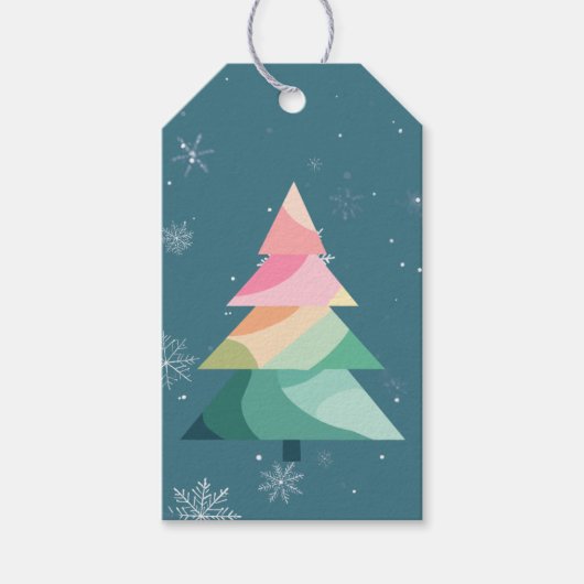 Moderne golvende kerstboom cadeaubijsluiting cadeaulabel (Voorkant)
