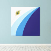 Moderne golvende lijnen in blauwe tinten & pauwenv canvas afdruk (Insitu (Houten vloer))