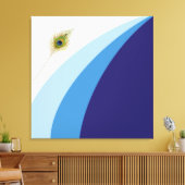 Moderne golvende lijnen in blauwe tinten & pauwenv canvas afdruk (Insitu (Woonkamer))