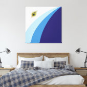 Moderne golvende lijnen in blauwe tinten & pauwenv canvas afdruk (Insitu (Slaapkamer))