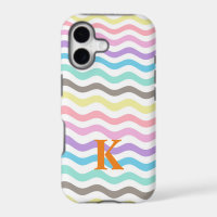 Moderne golvende lijnen | Pastel Waves Monogram