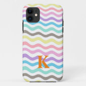 Moderne golvende lijnen | Pastel Waves Monogram Case-Mate iPhone Case (Achterkant)