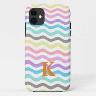 Moderne golvende lijnen   Pastel Waves Monogram Case-Mate iPhone Case