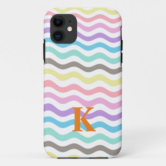 Moderne golvende lijnen | Pastel Waves Monogram Case-Mate iPhone Case (Achterkant)