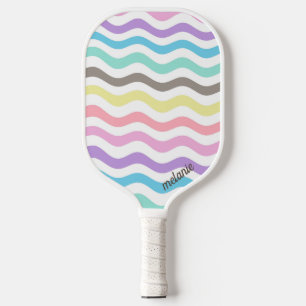 Moderne golvende lijnen   Pastel Waves Monogram Pickleball Paddle