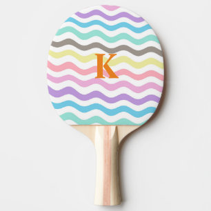 Moderne golvende lijnen   Pastel Waves Monogram Tafeltennisbatje