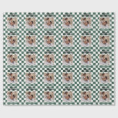 Moderne golvende rand check minimale kerstfoto cadeaupapier (Vlak)