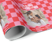 Moderne golvende rand check minimale kerstfoto cadeaupapier (Rol Hoek)