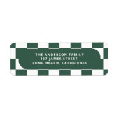 Moderne golvende rand check minimale kerstfoto etiket (Voorkant)