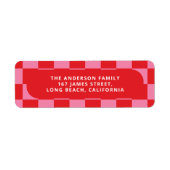 Moderne golvende rand check minimale kerstfoto etiket (Voorkant)