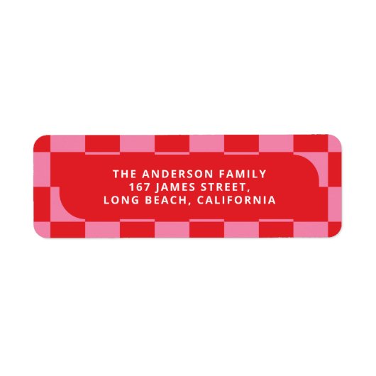 Moderne golvende rand check minimale kerstfoto etiket (Voorkant)