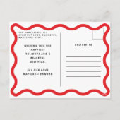 Moderne golvende rand check minimale kerstfoto feestdagenkaart (Achterkant)