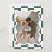 Moderne golvende rand check minimale kerstfoto feestdagenkaart (Achterkant)