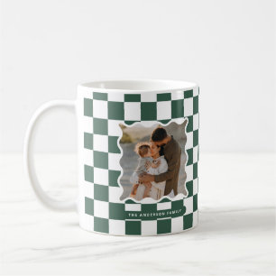 Moderne golvende rand check minimale kerstfoto koffiemok