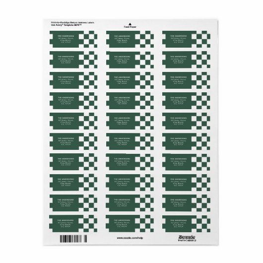 Moderne golvende rand controleren minimale kerst etiket (Full Sheet)