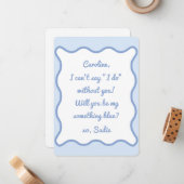 Moderne golvende rand iets blauw aangepaste voorst notitiekaartje (Voorkant / Achterkant in situ)