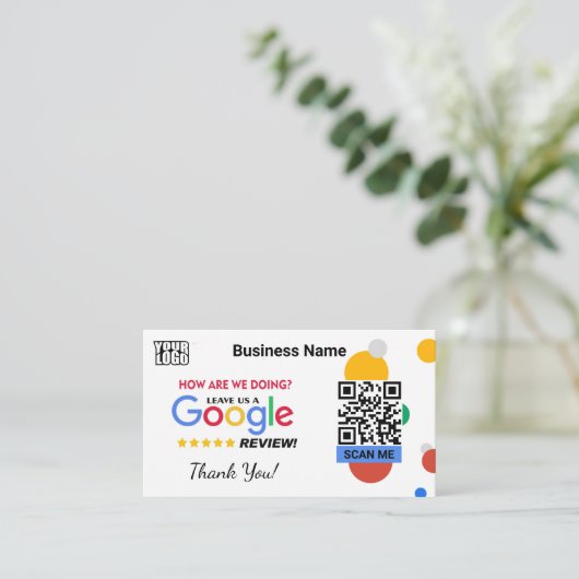 Moderne Google Review met QR Code Sjabloon Visitekaartje (Staand voorkant)