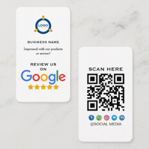 Moderne Google Review Met QR Code Visitekaartje