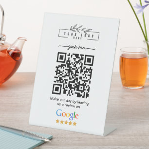 Moderne Google Reviews Zakelijke Link QR Code Reclamebord Met Voetstuk
