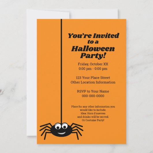 Moderne Googly Eye Spider Halloween Party Kaart (Voorkant)