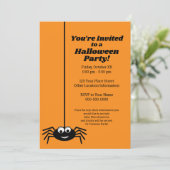 Moderne Googly Eye Spider Halloween Party Kaart (Staand voorkant)