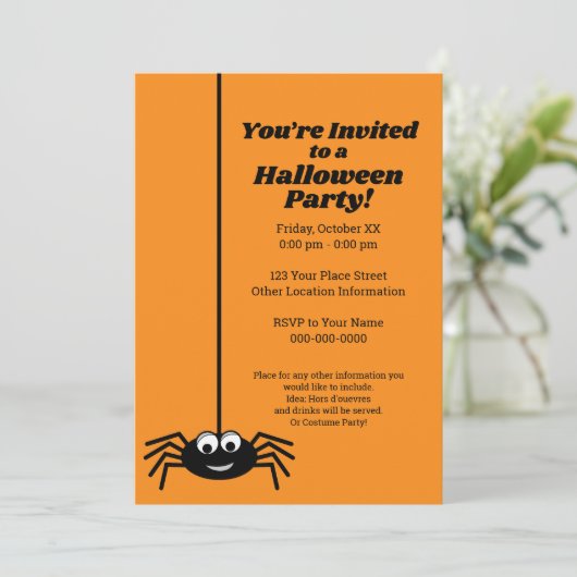 Moderne Googly Eye Spider Halloween Party Kaart (Staand voorkant)