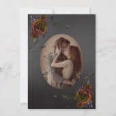 Moderne Gothic Donkere Waterverf Rozen Bruiloft Kaart (Achterkant)