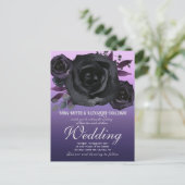 Moderne Gothic Paarse Zwarte Rozen QRC Briefkaart (Staand voorkant)