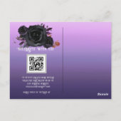 Moderne Gothic Paarse Zwarte Rozen QRC Briefkaart (Achterkant)