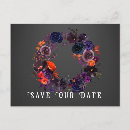 Moderne Gotische Bloemen Foto Bruiloft Save the Da Briefkaart (Voorkant)