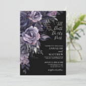 Moderne Gotische Bloemen Zwart Bruiloft Kaart (Staand voorkant)