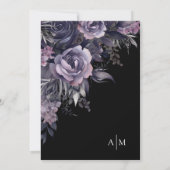 Moderne Gotische Bloemen Zwart Bruiloft Kaart (Achterkant)