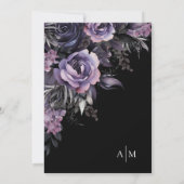 Moderne Gotische Bloemen Zwart Bruiloft Kaart (Achterkant)