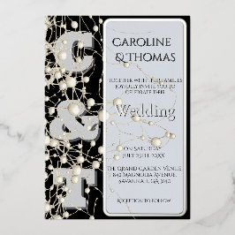Moderne gotische Chic Pearl Gold Script Wedding Folie Uitnodiging