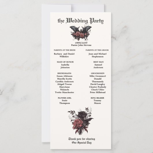 Moderne gotische houtrose en houtskool bloemen (Achterkant)