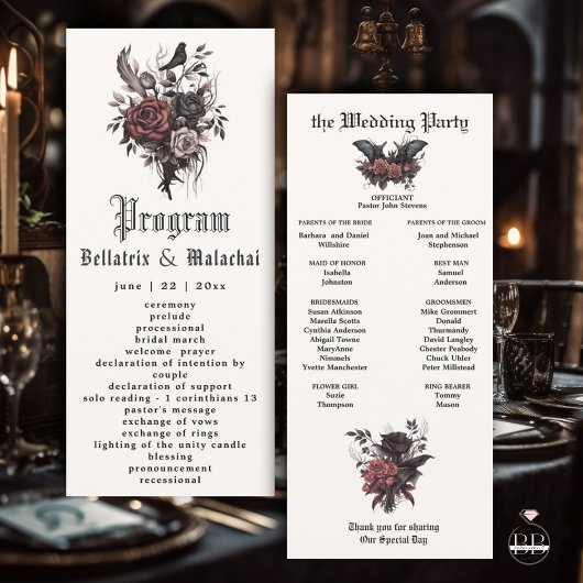 Moderne gotische houtrose en houtskool bloemen